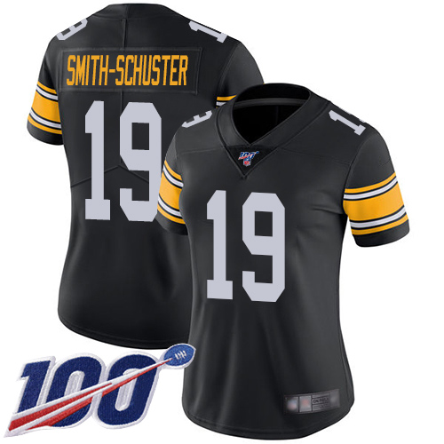 Women Pittsburgh Steelers Football #19 Limited Black JuJu Smith Schuster Alternate 100th Season Vapor Untouchable Nike NFL Jersey